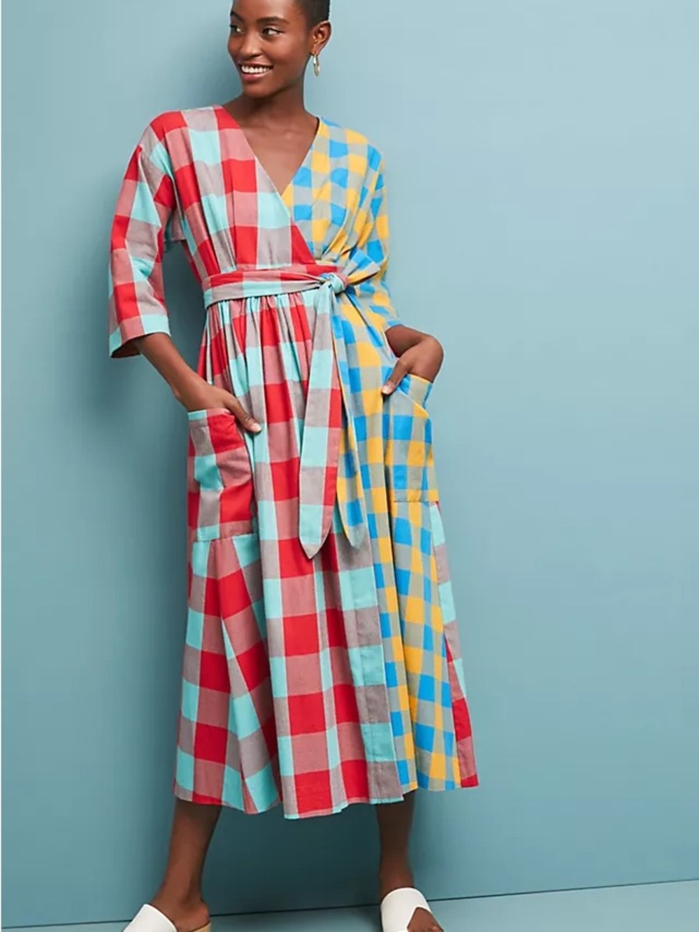 Mara Hoffman plaid wrap dress